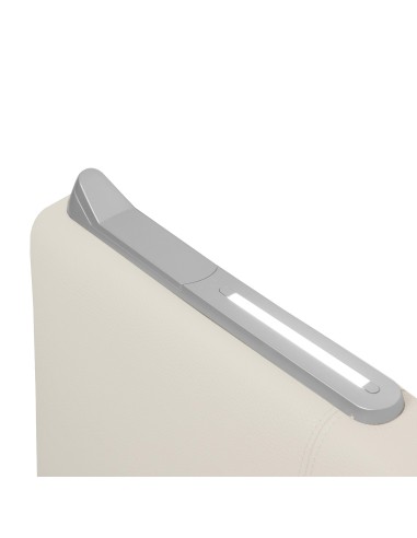TESTIERA | Spalliera in Ecopelle con 2 Lampade a Led Touch | Colore Ice | Cuciture Righe | Dimensioni L.180 H.80 |