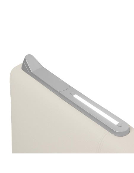 TESTIERA | Spalliera in Ecopelle con 2 Lampade a Led Touch | Colore Ice | Cuciture Righe | Dimensioni L.180 H.80 |