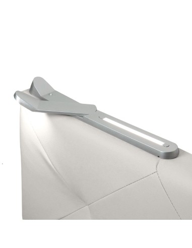 TESTIERA | Spalliera in Ecopelle con 2 Lampade a Led Touch | Colore Surf Ice | Cuciture Rombi | Dimensioni L.180 H.80 |