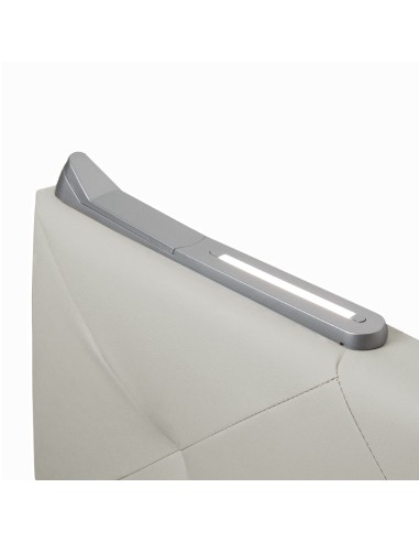 TESTIERA | Spalliera in Ecopelle con 2 Lampade a Led Touch | Colore Surf Ice | Cuciture Rombi | Dimensioni L.180 H.80