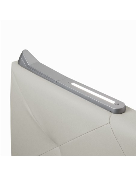 TESTIERA | Spalliera in Ecopelle con 2 Lampade a Led Touch | Colore Surf Ice | Cuciture Rombi | Dimensioni L.180 H.80 |