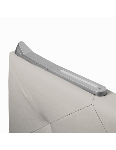 TESTIERA | Spalliera in Ecopelle con 2 Lampade a Led Touch | Colore Surf Ice | Cuciture Rombi | Dimensioni L.180 H.80