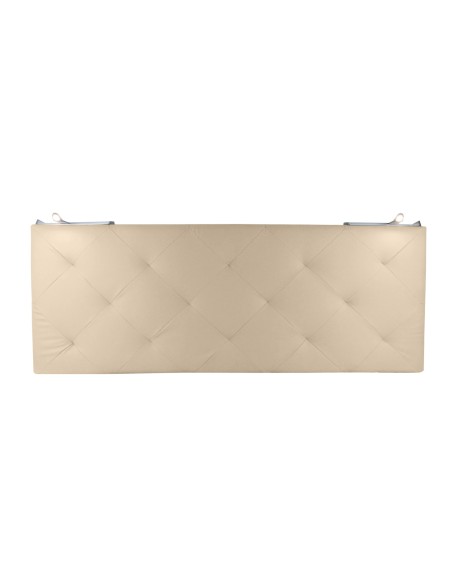 TESTIERA | Spalliera in Ecopelle con 2 Lampade a Led Touch | Colore Caramello | Cuciture Rombi | Dimensioni L.180 H.80 |