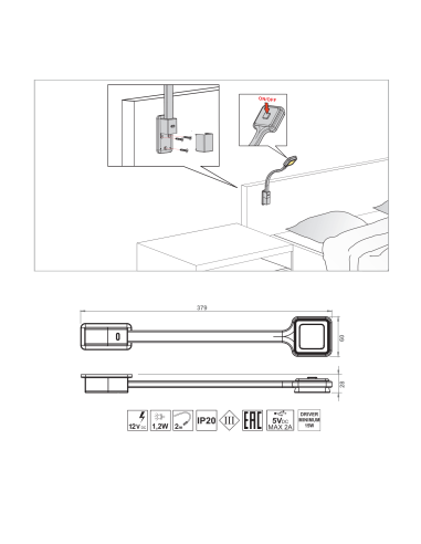 FLEXI-2Q USBC BLACK | Lampada LED Flessibile con attacco USBC | Lampada: Nera | Luce: Naturale | Voltaggio: 12V