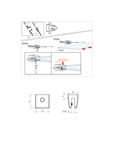 ZETA 3S NZ MASTER | LED shelf clip with touch switch | Aluminum | Natural Light