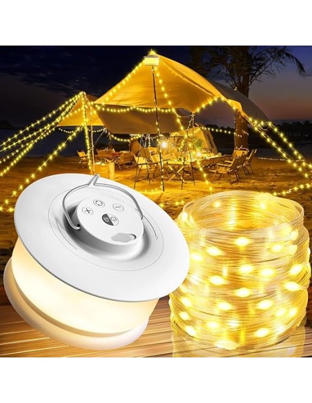 STRING | Lampada + 10mt Catena Luminosa | Luce: Calda | Lampada LED da Esterno Ricaricabile USBC