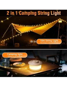 STRING | Lampada + 10mt Catena Luminosa | Luce: Calda | Lampada LED da Esterno Ricaricabile USBC 2