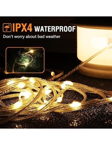 STRING | Lampada + 10mt Catena Luminosa | Luce: Calda | Lampada LED da Esterno Ricaricabile USBC