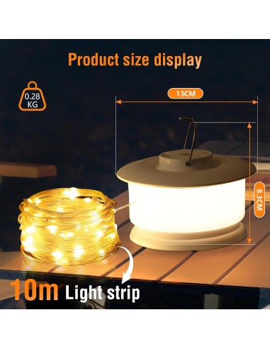STRING | Lampada + 10mt Catena Luminosa | Luce: Calda | Lampada LED da Esterno Ricaricabile USBC