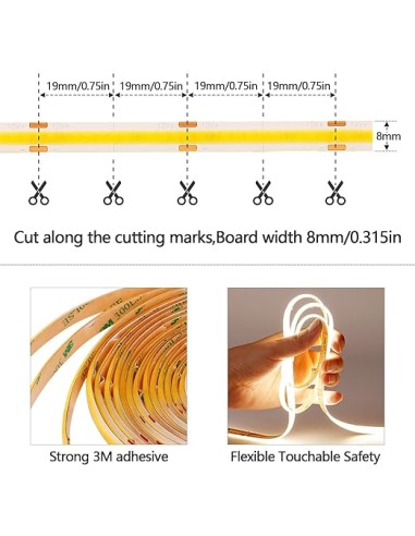 PROFILO FLEX COB DA ESTERNO | Profilo LED flessibile | Luce: Naturale | Lunghezza 5m - Spessore 8 mm | Voltaggio: 12V