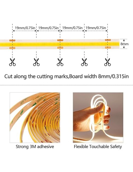 PROFILO FLEX COB DA ESTERNO | Profilo LED flessibile | Luce: Naturale | Lunghezza 5m - Spessore 8 mm | Voltaggio: 12V