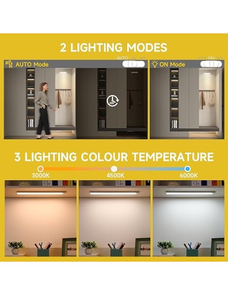 BOSTON 2 ALLUMINIO | Lampada LED Magnetica + Sensore PIR | Ricaricabile MICRO USB | Lunghezza 20 cm