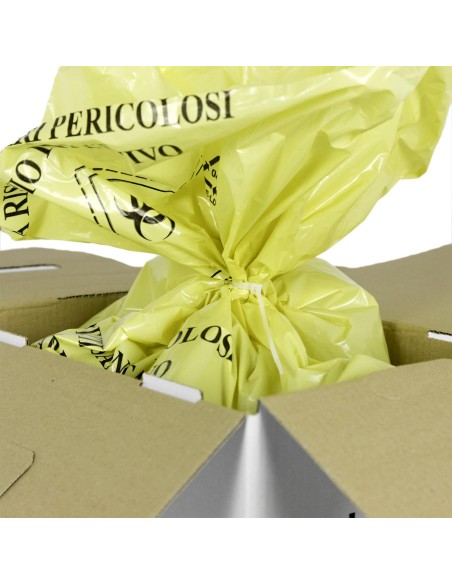 PORTARIFIUTI MEDICALI | Set da 10 pz x 60 L | Contenitore monouso per rifiuti Sanitari pericolosi a Rischio infettivo | Conte...