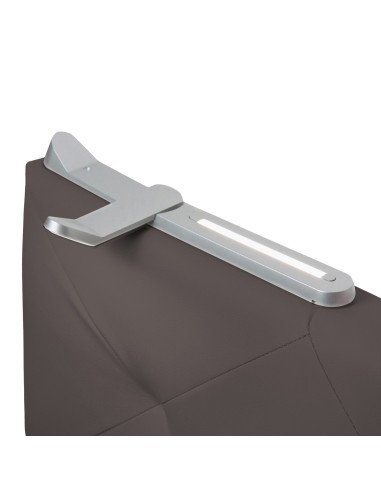 TESTIERA | Spalliera in Ecopelle con 2 Lampade a Led Touch | Colore Grigio Scuro | Cuciture Rombi | Dimensioni L.160 H.60