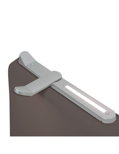 TESTIERA | Spalliera in Ecopelle con 2 Lampade a Led Touch | Colore Grigio Scuro | Cuciture Righe| Dimensioni L.160 H.60 |