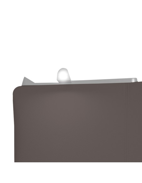 TESTIERA | Spalliera in Ecopelle con 2 Lampade a Led Touch | Colore Grigio Scuro | Cuciture Righe| Dimensioni L.160 H.60 |
