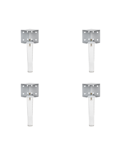 CUBO ELSA | SET 4 Piedi in Plastica Trasparente con 4 Viti  H. 24 cm + 4 Angolari Letto H.10 cm | Effetto letto/divano sospeso