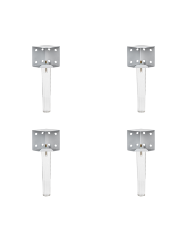 CUBO ELSA | SET 4 Piedi in plastica trasparente e 4 viti  H. 24 cm + 4 Angolari Letto H.10 cm | Effetto letto/divano sospeso |
