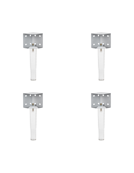 CUBO ELSA | SET 4 Piedi in Plastica Trasparente con 4 Viti  H. 24 cm + 4 Angolari Letto H.10 cm | Effetto letto/divano sospeso