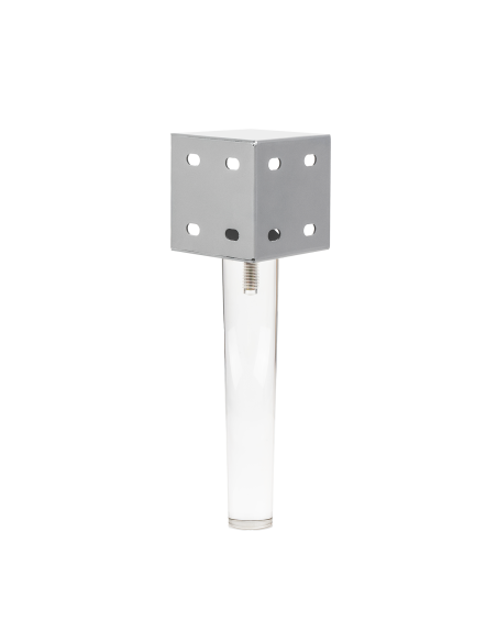 CUBO ELSA | SET 4 Piedi in Plastica Trasparente con 4 Viti  H. 24 cm + 4 Angolari Letto H.10 cm | Effetto letto/divano sospeso