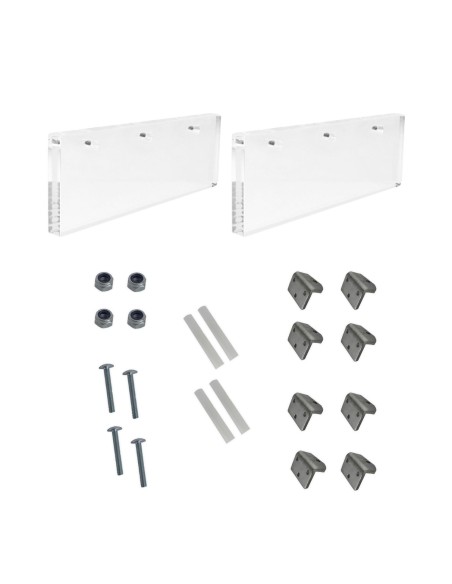 ANNA | SET 2 Transparent Plastic Legs with Mounting Kit | H.7 / L.22 | Floating Bed and Sofa Effect