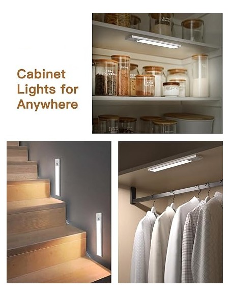 BOSTON 4 BIANCO | Lampada LED Magnetica + Sensore PIR | Ricaricabile MICRO USB | Luce: Fredda | Lunghezza 40 cm