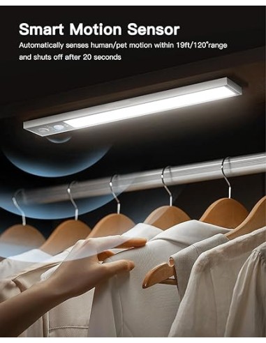 BOSTON 4 BIANCO | Lampada LED Magnetica + Sensore PIR | Ricaricabile MICRO USB | Luce: Fredda | Lunghezza 40 cm