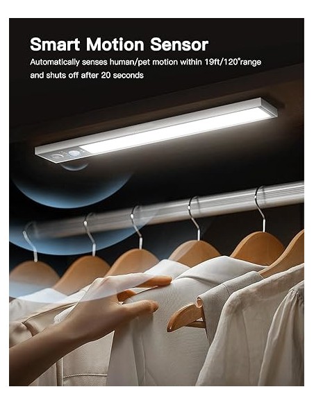 BOSTON 4 BIANCO | Lampada LED Magnetica con Sensore PIR | Ricaricabile MICRO USB |