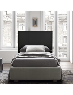 Testiera in Ecopelle | Singola | 80X60 | Righe | Nero | Letto singolo |