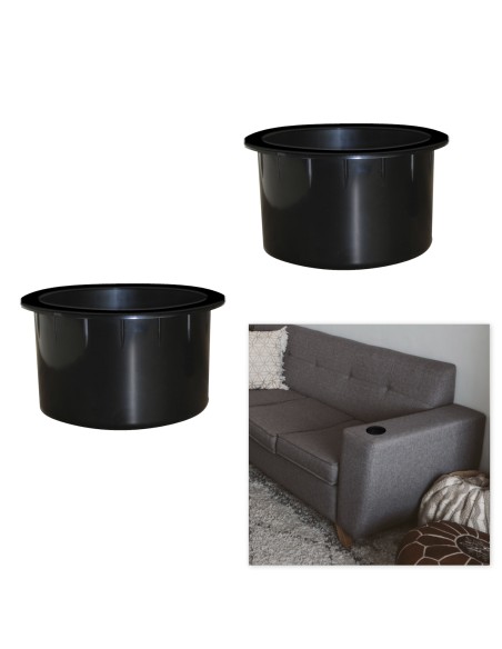 PORTA BEVANDE | Portabicchiere per Divano | Set 2 Pezzi | H.62 D.110 | Nero |