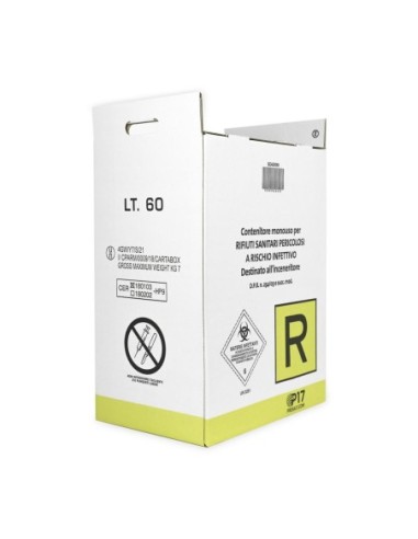 PORTARIFIUTI MEDICALI | SET da 5 pz | Contenitore per rifiuti sanitari pericolosi a rischio infettivo | 60 Litri