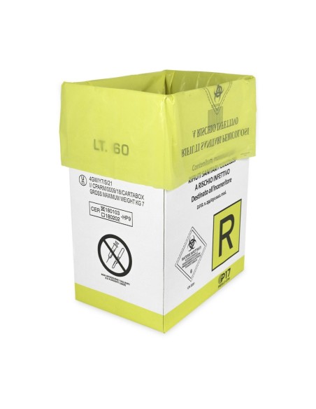 PORTARIFIUTI MEDICALI | SET da 5 pz | Contenitore per rifiuti sanitari pericolosi a rischio infettivo | 60 Litri