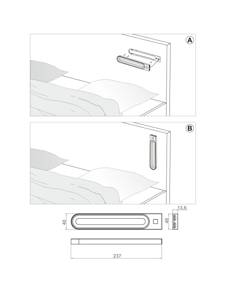 GABI R/USB ALUMINUM | LED Lamp with dual USB port | Lamp: Aluminum | Light: Cold Light | Voltage: 12V