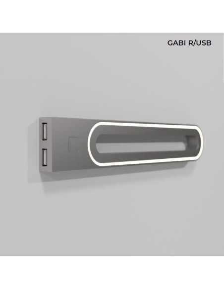 GABI R/USB ALUMINUM | LED Lamp with dual USB port | Lamp: Aluminum | Light: Cold Light | Voltage: 12V