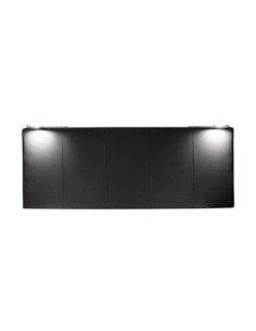TESTIERA | Spalliera in Ecopelle con 2 Lampade a Led Touch | Colore Nero | Cuciture Righe | Dimensioni L.180 H.80 2