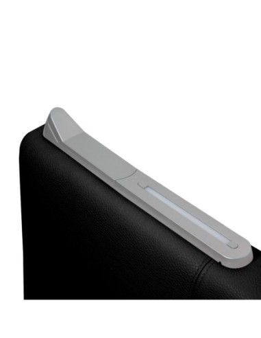 TESTIERA | Spalliera in Ecopelle con 2 Lampade a Led Touch | Colore Nero | Cuciture Righe | Dimensioni L.180 H.80