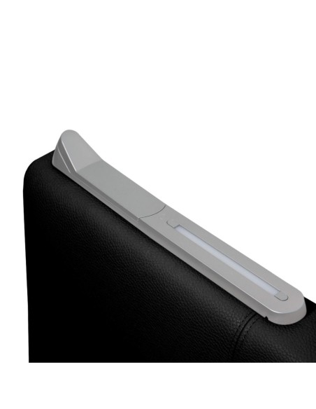TESTIERA | Spalliera in Ecopelle con 2 Lampade a Led Touch | Colore Nero | Cuciture Righe | Dimensioni L.180 H.80