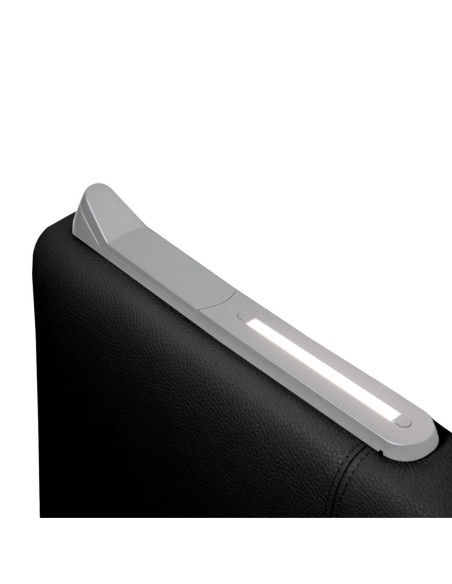 TESTIERA | Spalliera in Ecopelle con 2 Lampade a Led Touch | Colore Nero | Cuciture Righe | Dimensioni L.180 H.80