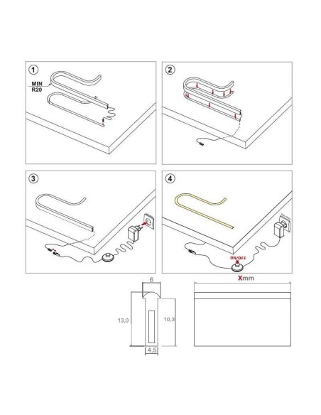 PROFILO FLEX | Profilo LED Flessibile | Luce: Calda | Lunghezza: 42,5 cm