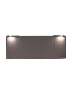 TESTIERA | Spalliera in Ecopelle con 2 Lampade a Led Touch | Colore Elephant | Cuciture Righe | Dimensioni L.180 H.80 2
