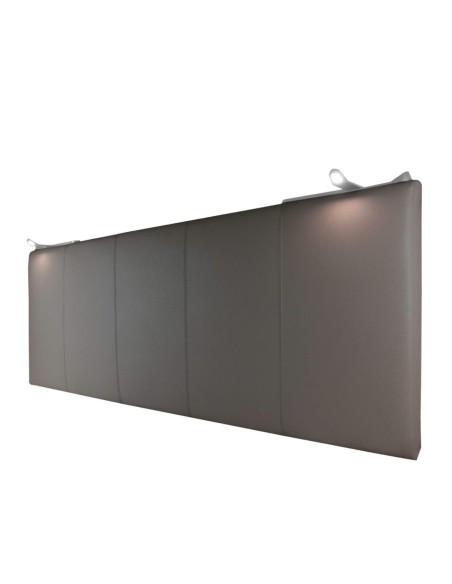 TESTIERA | Spalliera in Ecopelle con 2 Lampade a Led Touch | Colore Elephant | Cuciture Righe | Dimensioni L.180 H.80
