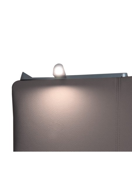 TESTIERA | Spalliera in Ecopelle con 2 Lampade a Led Touch | Colore Elephant | Cuciture Righe | Dimensioni L.180 H.80