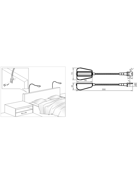 BUTTERFLY CHROME-PLATED | Flexible LED lamp | Lamp: Chrome | Light: Cold Light | Voltage: 12 V
