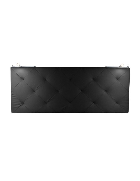 TESTIERA | Spalliera in Ecopelle con 2 Lampade a Led Touch | Colore Nero | Cuciture Rombi | Dimensioni L.180 H.80