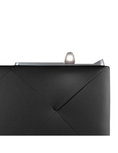 TESTIERA | Spalliera in Ecopelle con 2 Lampade a Led Touch | Colore Nero | Cuciture Rombi | Dimensioni L.180 H.80
