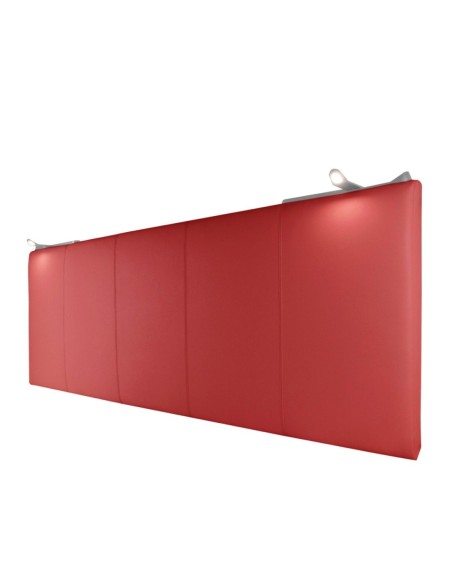 TESTIERA | Spalliera in Ecopelle con 2 Lampade a Led Touch | Colore Rosso | Cuciture Righe | Dimensioni L.180 H.80