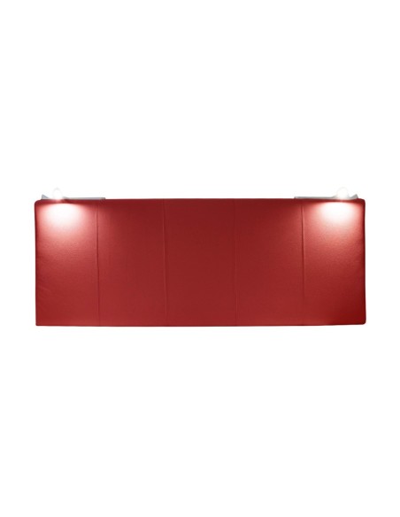 TESTIERA | Spalliera in Ecopelle con 2 Lampade a Led Touch | Colore Rosso | Cuciture Righe | Dimensioni L.180 H.80
