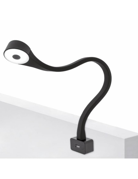 FLEXI-RH USB BLACK | Flexible LED Lamp with USB port | Lamp: Black | Light: Natural | Voltage: 12 V