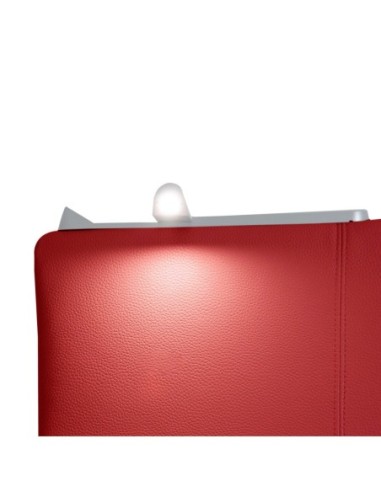 TESTIERA | Spalliera in Ecopelle con 2 Lampade a Led Touch | Colore Rosso | Cuciture Righe | Dimensioni L.180 H.80
