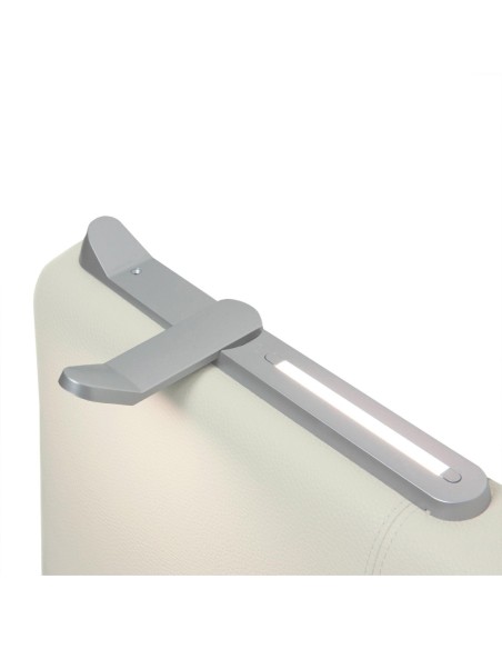 TESTIERA | Spalliera in Ecopelle con 2 Lampade a Led Touch | Colore Ice | Cuciture Righe | Dimensioni L.160 H.60